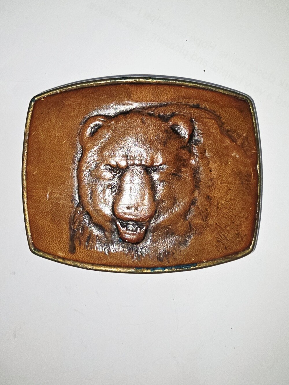Brown Bear Head Leather Belt Buckle